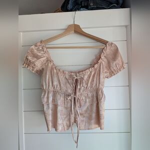 Nectar Clothing Pink Silk Flora Tie Top NWOT